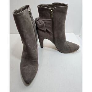 Joan and David Dabernisa Suede Leather Booties Back Bow Taupe Size 10 M